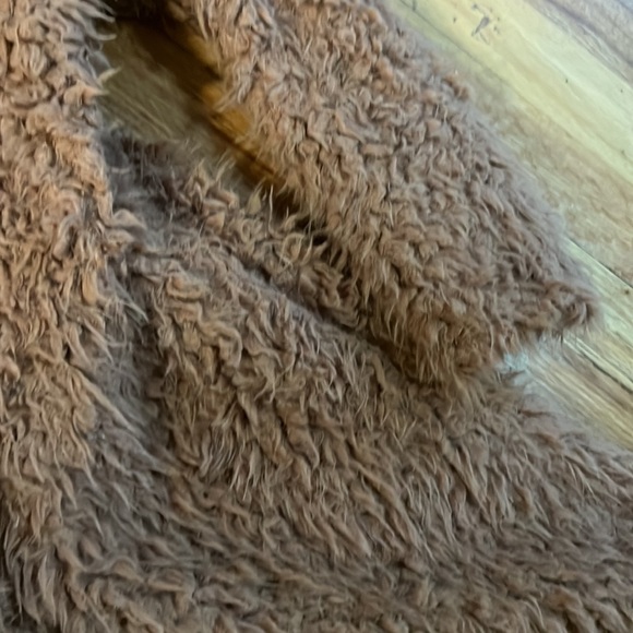 Dusty rose boohoo fluffy fuzzy pink faded long jacket silky lining size 4 fall - Picture 4 of 6